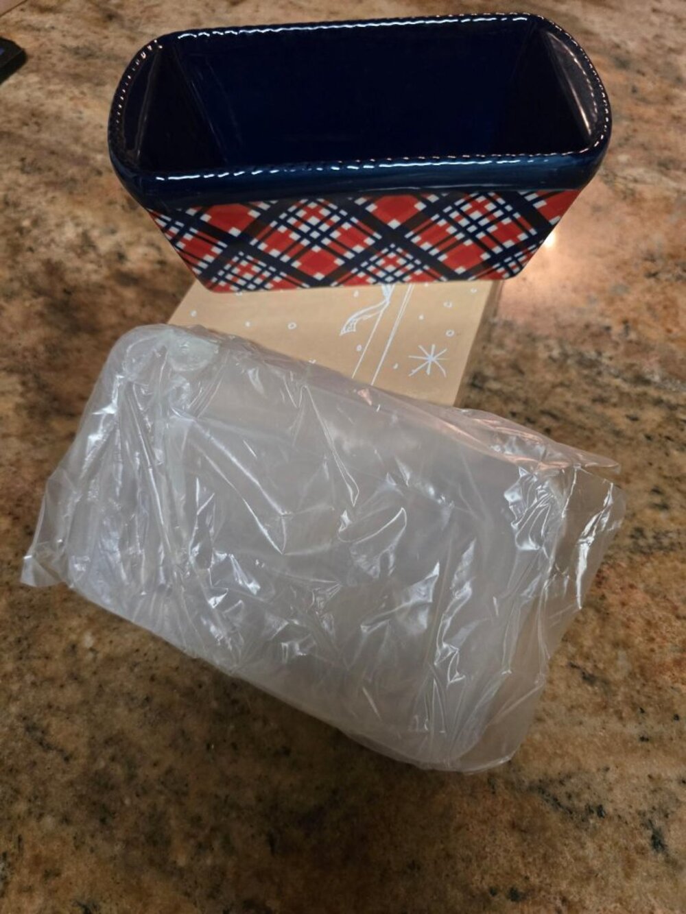 Temptations Blue Plaid 12 oz. Mini Loaf Pan With Lid